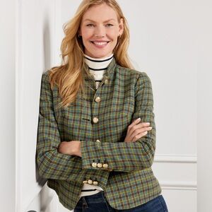 Talbots SHETLAND OFFICER JACKET - APPLE PLAID Sz 10